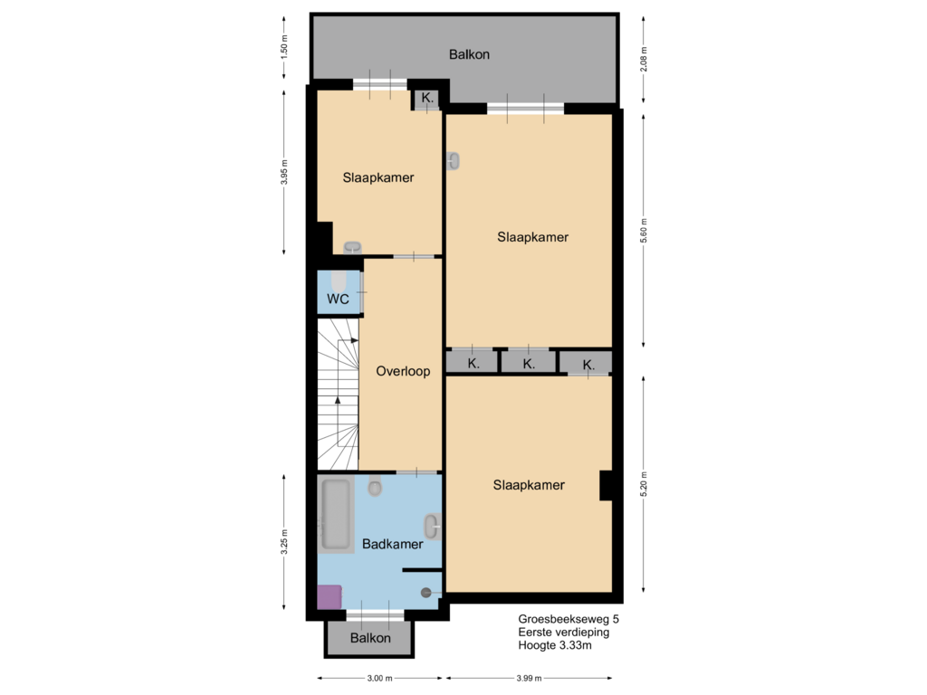 View floorplan of Floor 1 of Groesbeekseweg 5