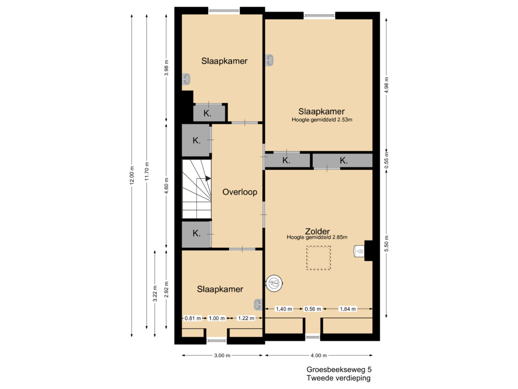 View floorplan of Floor 2 of Groesbeekseweg 5