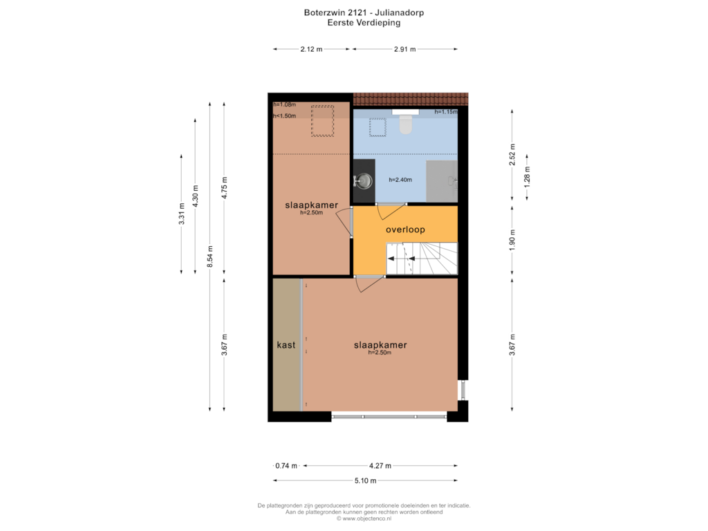 Bekijk plattegrond van EERSTE VERDIEPING van Boterzwin 2121