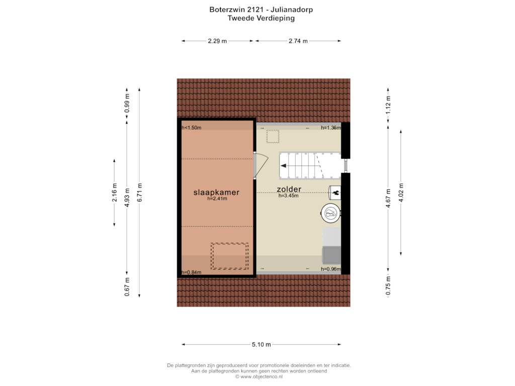 Bekijk plattegrond van TWEEDE VERDIEPING van Boterzwin 2121