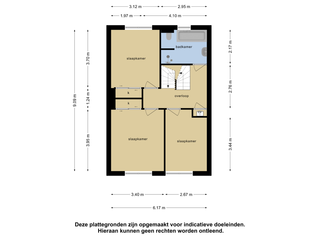 View floorplan of 1e verdieping of Markgravenweg 32