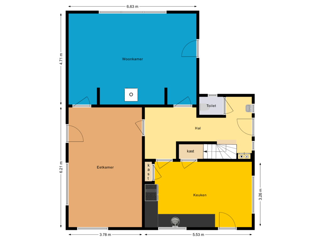 View floorplan of Begane grond of Landweg 2