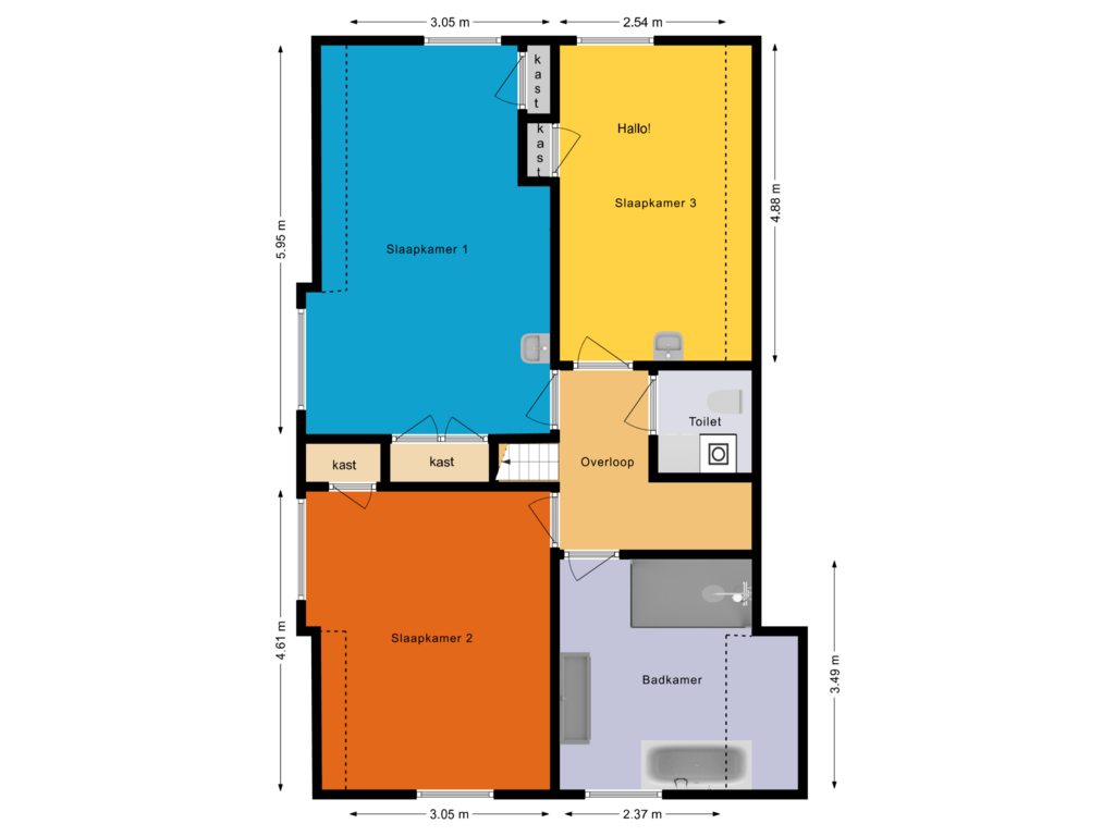 View floorplan of Eerste verdieping of Landweg 2