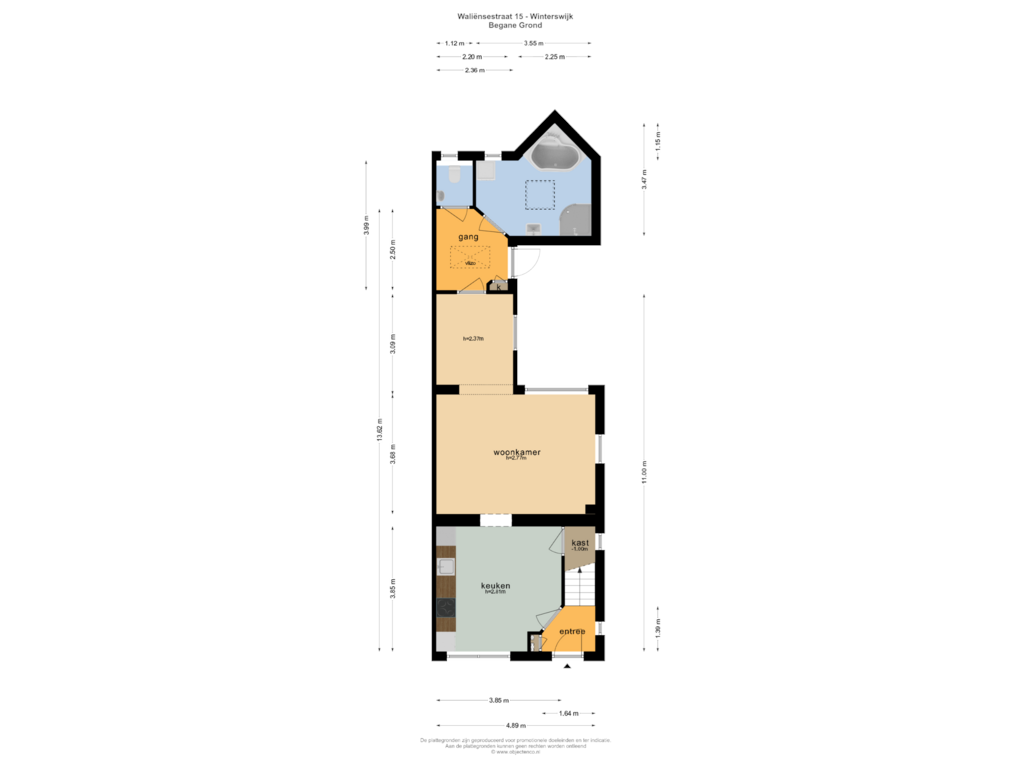 View floorplan of BEGANE GROND of Waliënsestraat 15