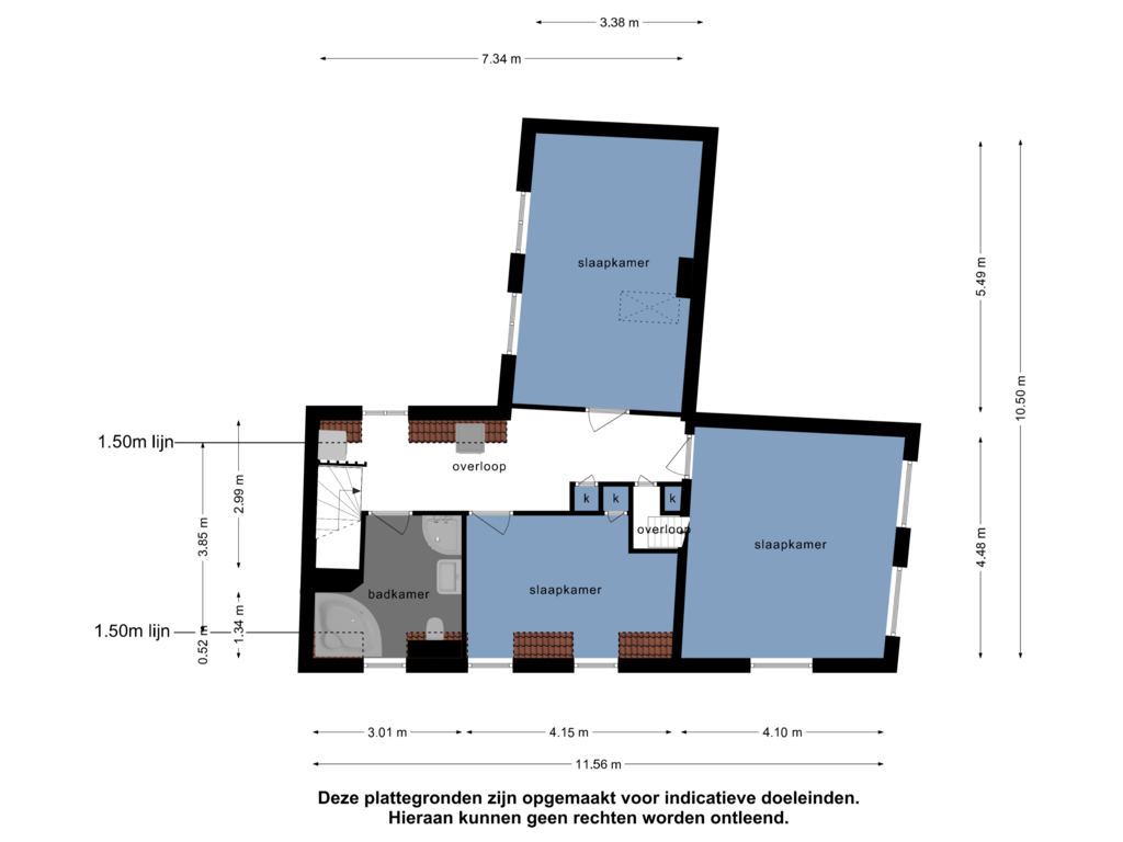 Bekijk plattegrond van 1e verdieping van Vlamingstraat 113