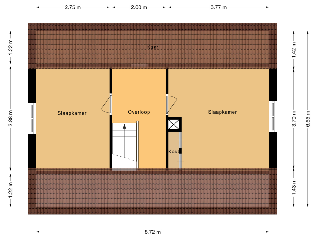 Bekijk plattegrond van Eerste verdieping van Jachthuisweg 19-A