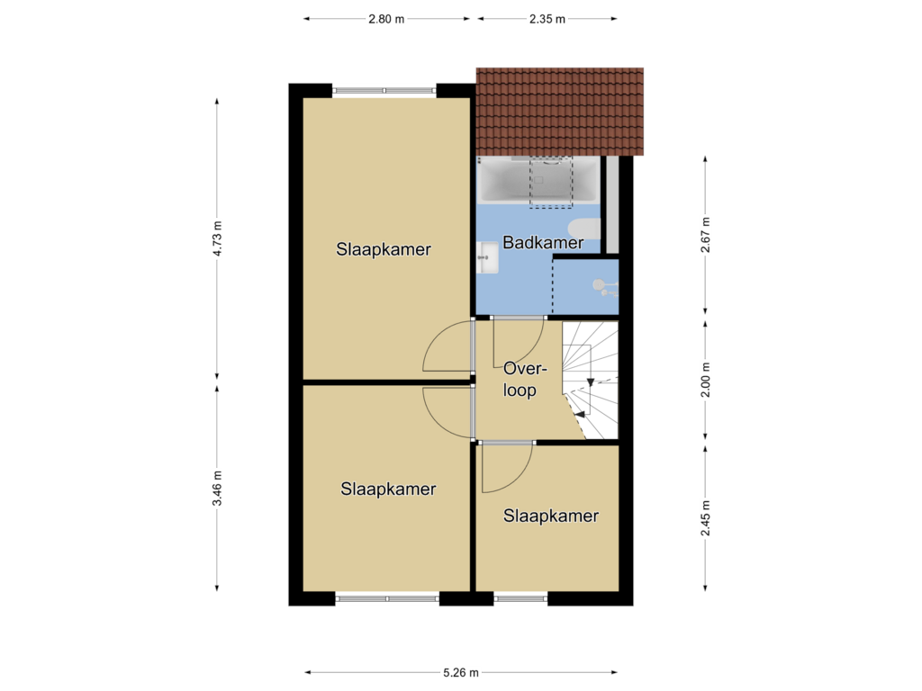 View floorplan of 1e verdieping of De Veldse Hofstede 70