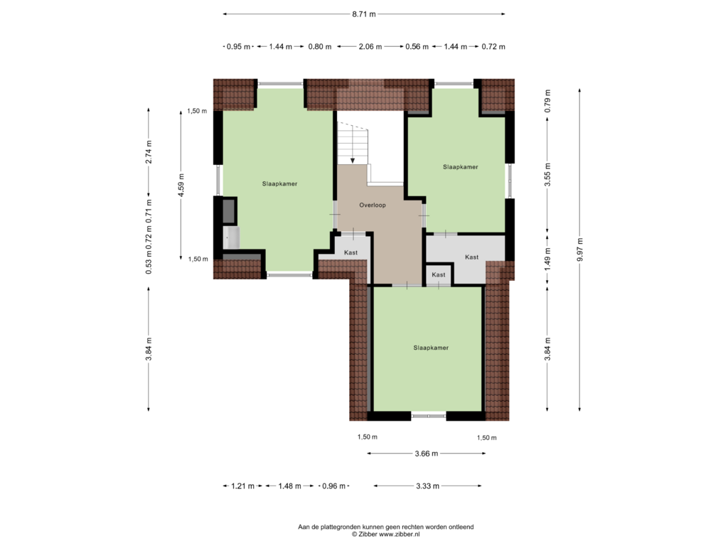 View floorplan of Tweede verdieping of Parklaan 7