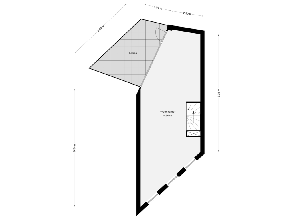 Bekijk plattegrond van 1e Verdieping van Brede Hilledijk 11