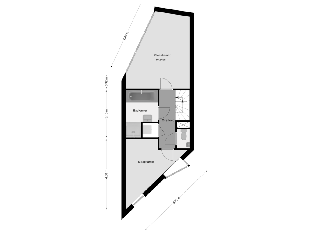 Bekijk plattegrond van 2e Verdieping van Brede Hilledijk 11