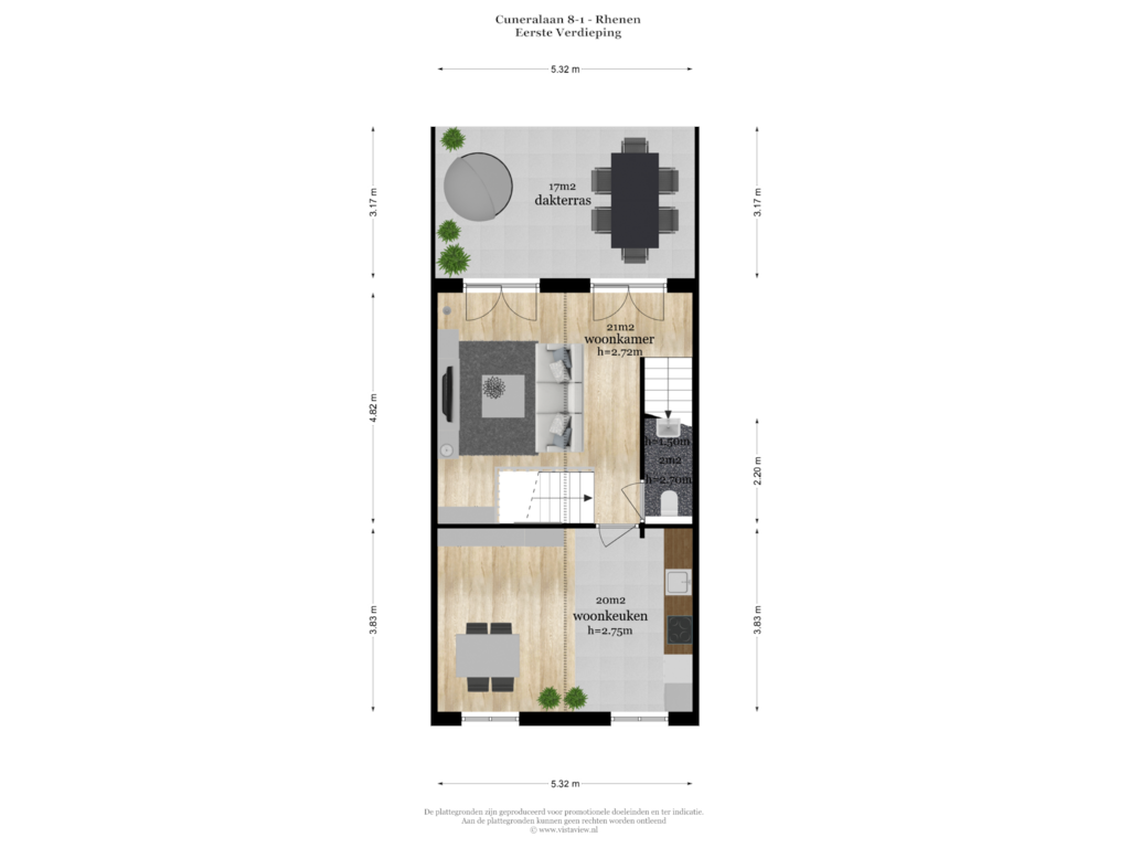 View floorplan of EERSTE VERDIEPING of Cuneralaan 8-1