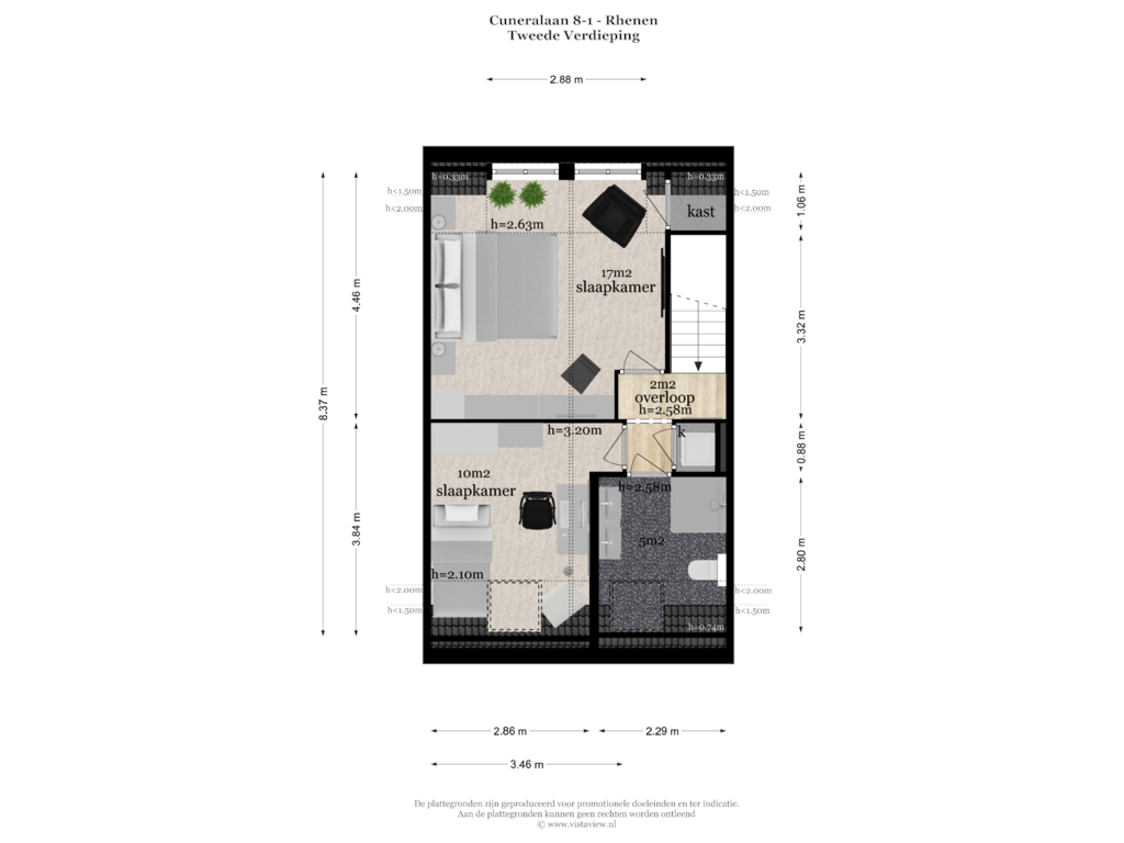 View floorplan of TWEEDE VERDIEPING of Cuneralaan 8-1