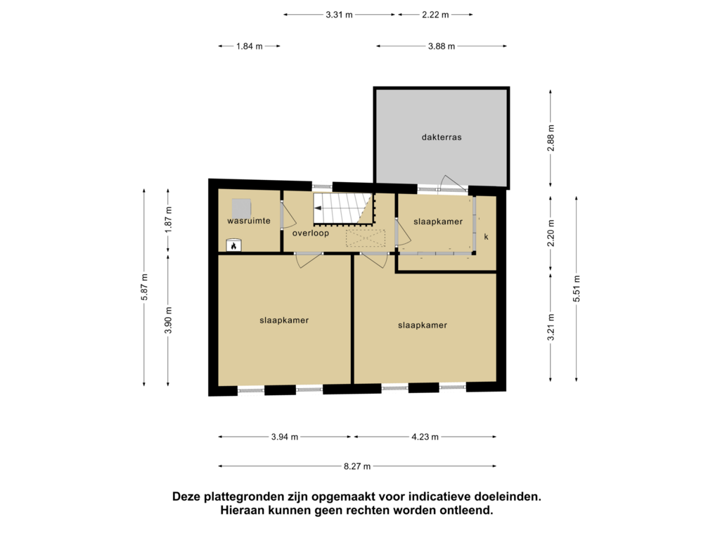 View floorplan of 2e verdieping of Nieuwe Kerkstraat 6-A