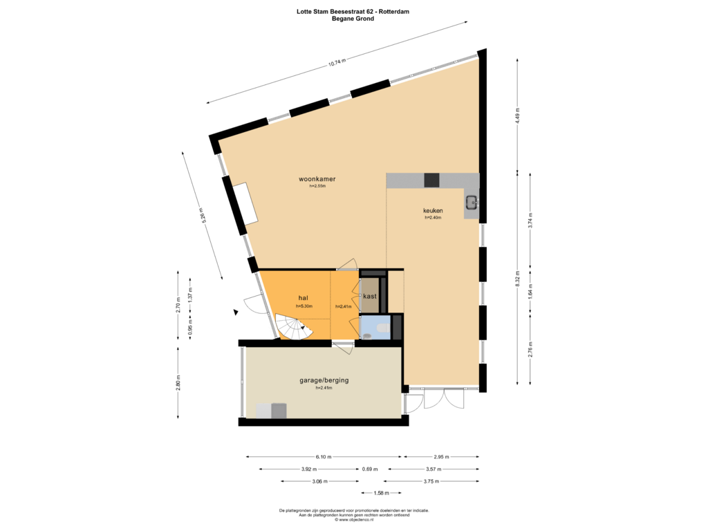 Bekijk plattegrond van BEGANE GROND van Lotte Stam-Beesestraat 62