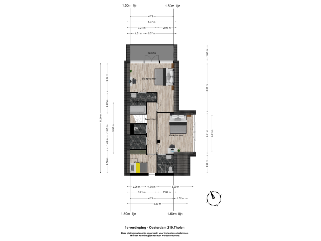 Bekijk plattegrond van 1e verdieping van Oesterdam 219