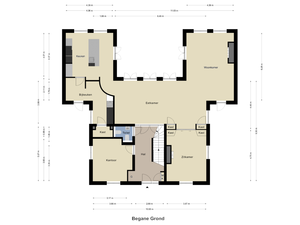 Bekijk plattegrond van Begane Grond van Budschop 32-E