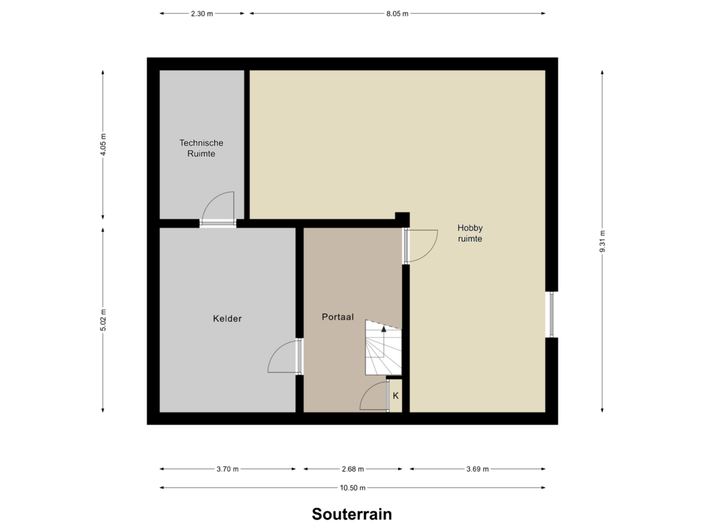 Bekijk plattegrond van Souterrain van Budschop 32-E