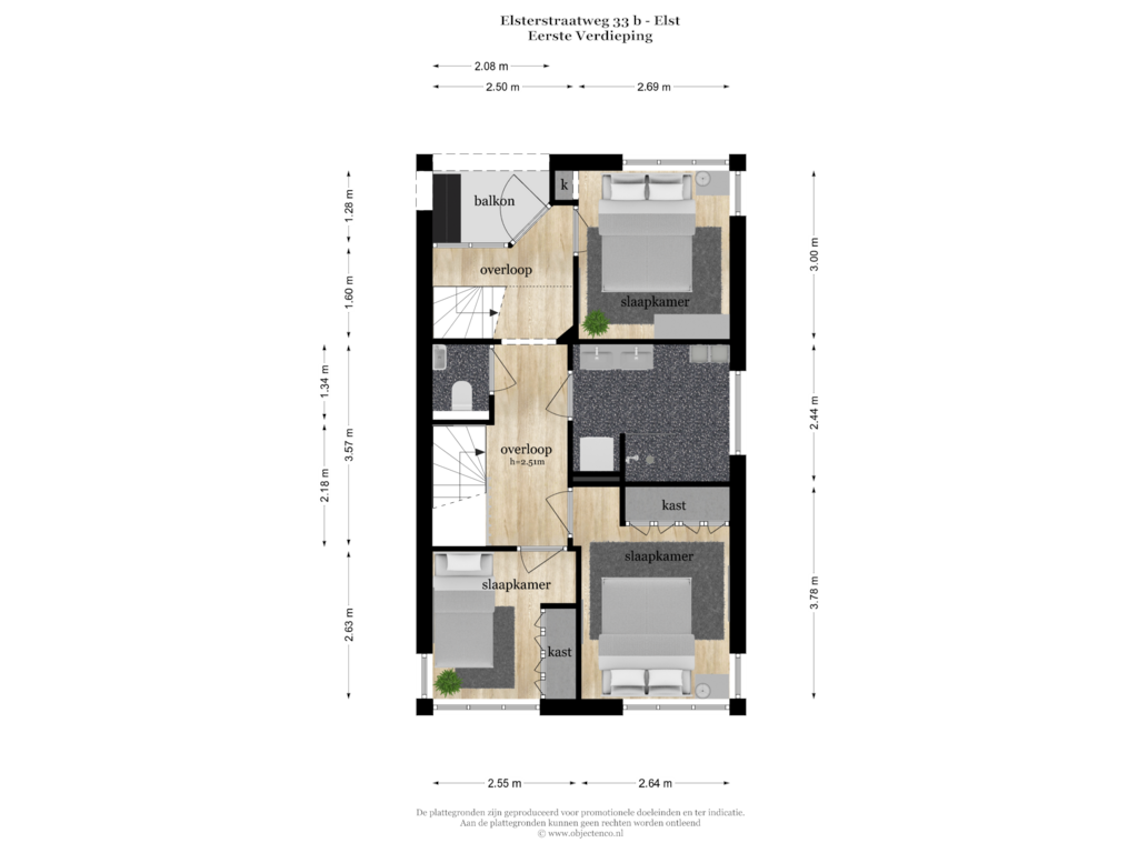 Bekijk plattegrond van Eerste Verdieping van Elsterstraatweg 33-B