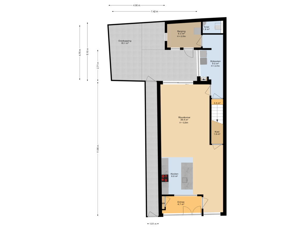 View floorplan of Situatie of Keppelstraat 16