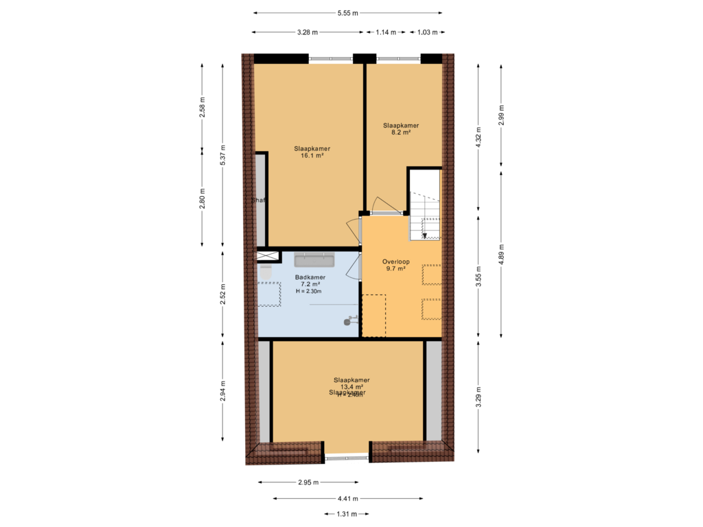 View floorplan of 1e Verdieping of Keppelstraat 16