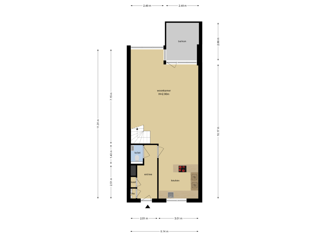 Bekijk plattegrond van Begane Grond van ms. van Riemsdijkweg 242