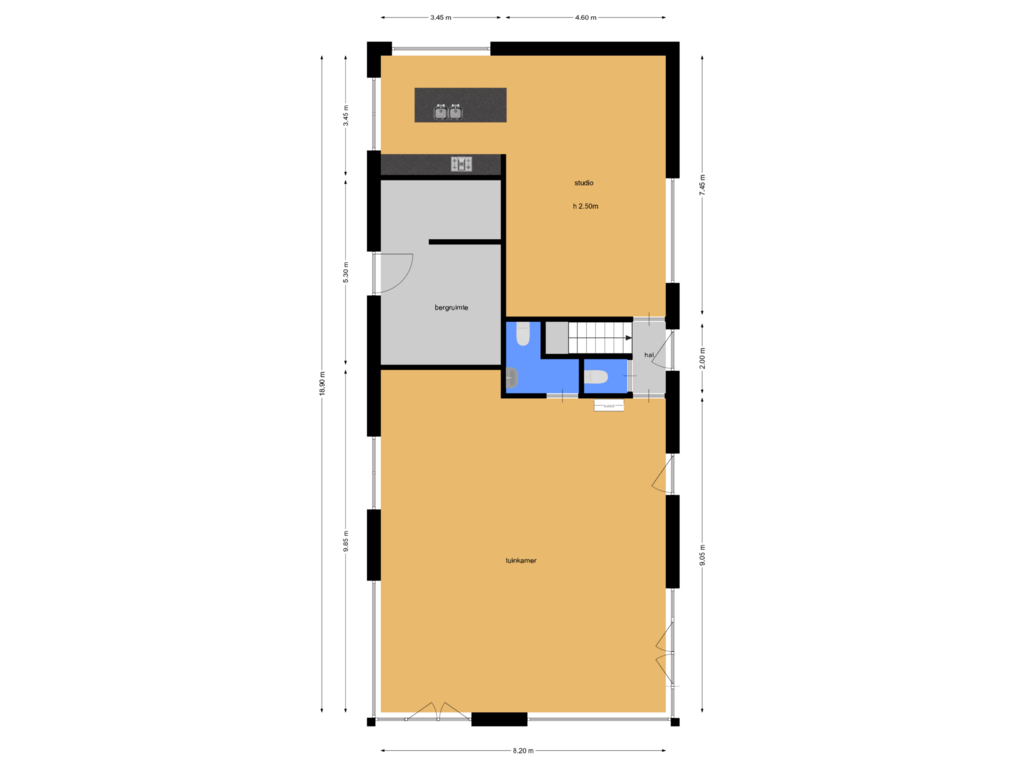 Bekijk plattegrond van Begane grond bijgebouw van Tienhonderdsedijk 4