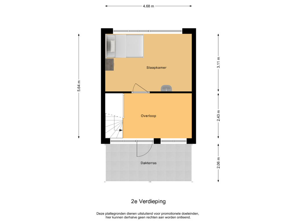 Bekijk plattegrond van 2e Verdieping van Enkhuizerzand 39