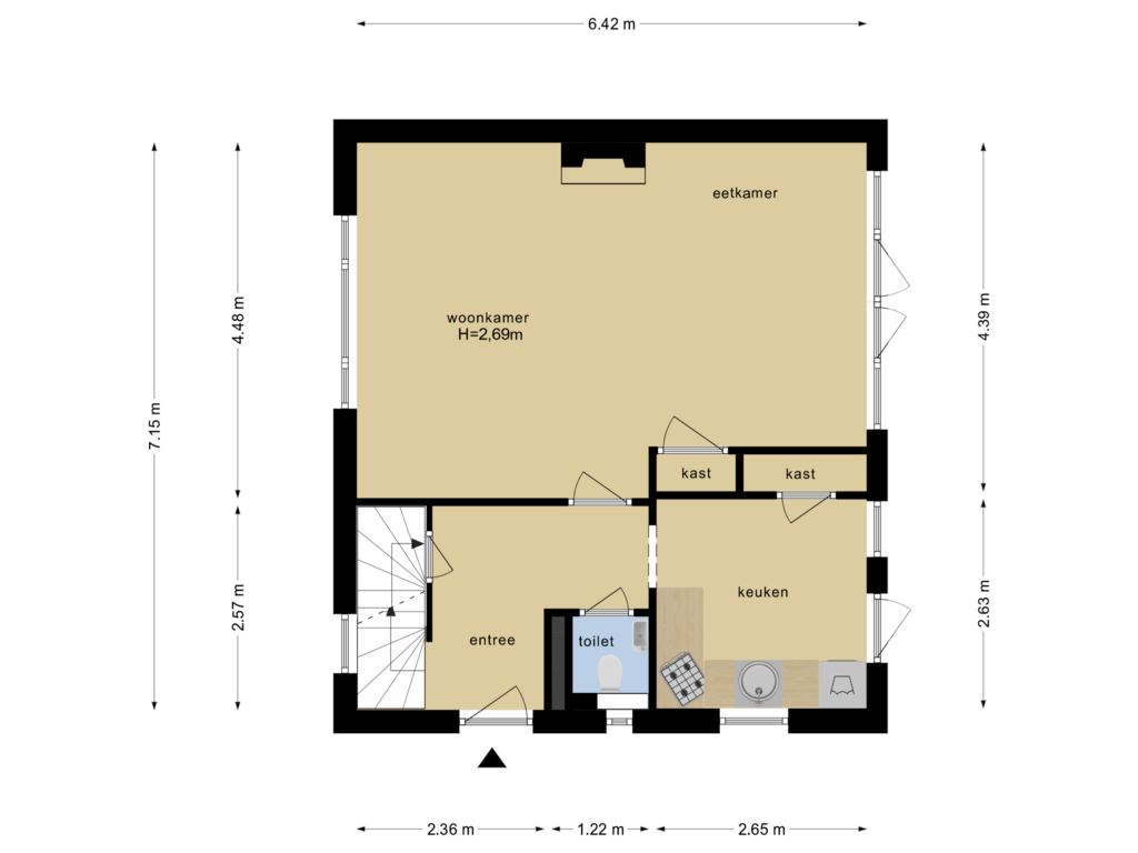 Bekijk plattegrond van Begane Grond van Commandeursstraat 1