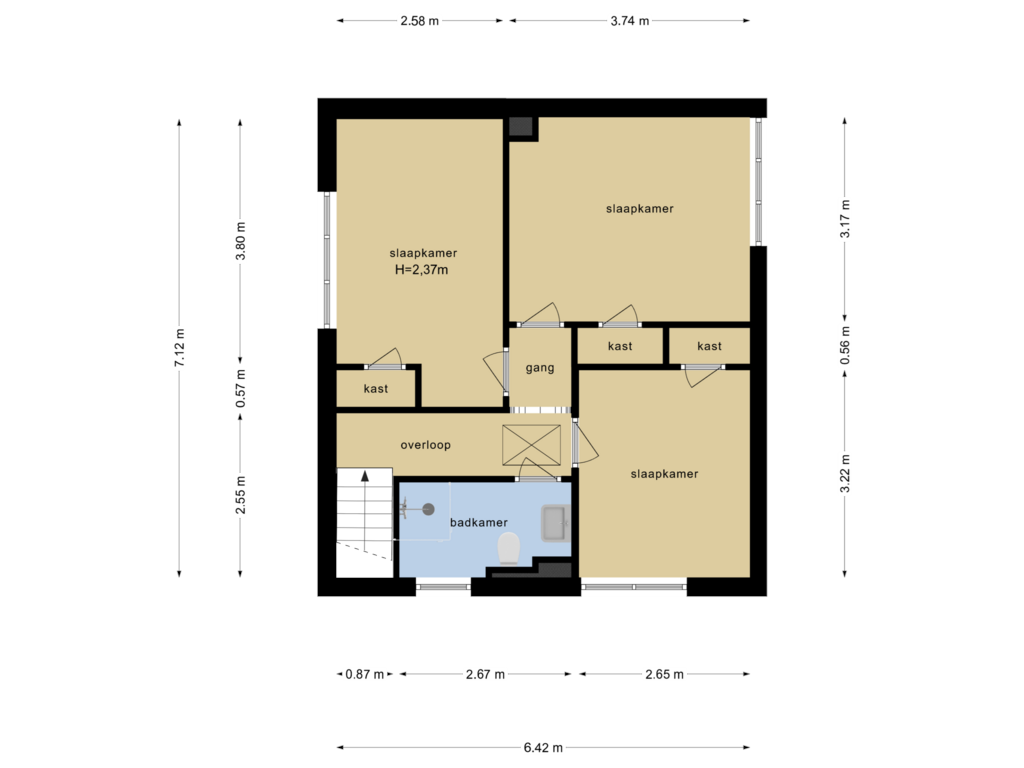 Bekijk plattegrond van Eerste Verdieping van Commandeursstraat 1