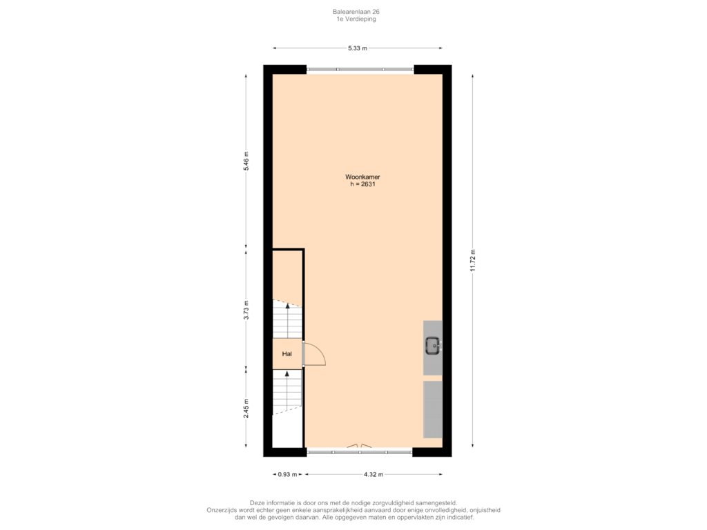 View floorplan of 1e Verdieping of Balearenlaan 26