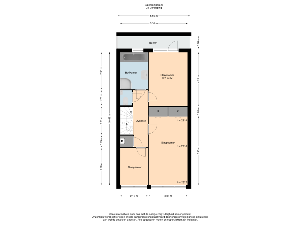 View floorplan of 2e Verdieping of Balearenlaan 26