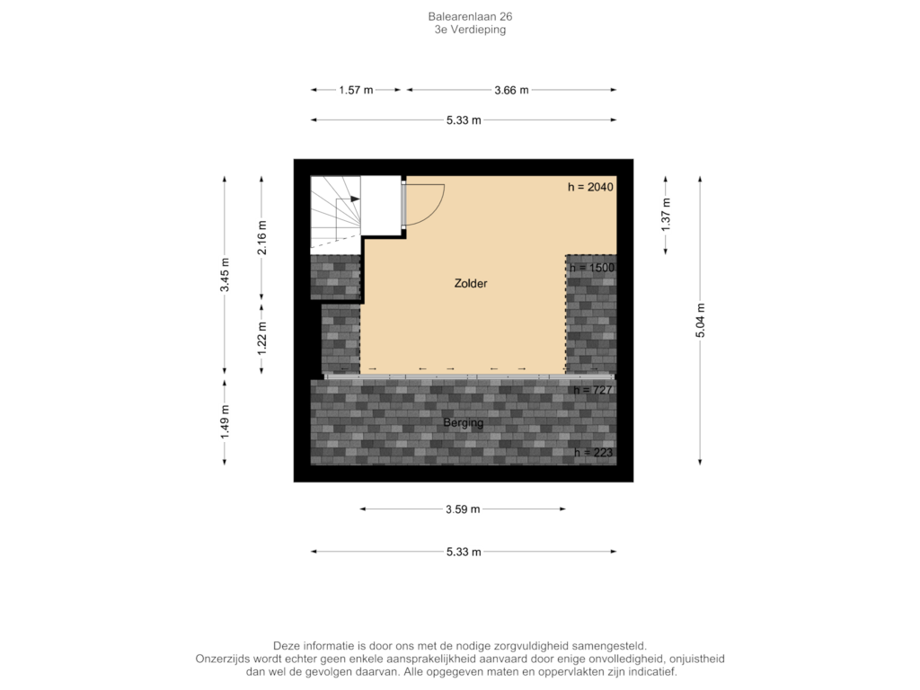 View floorplan of 3e Verdieping of Balearenlaan 26