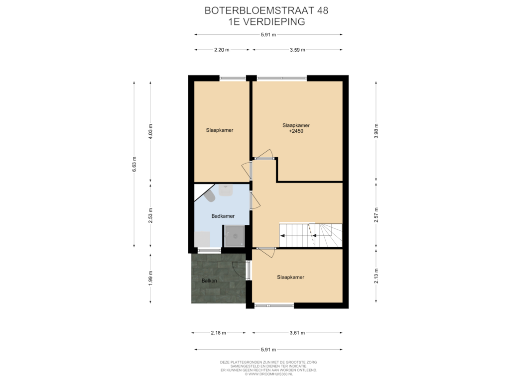 View floorplan of 1E Verdieping of Boterbloemstraat 48