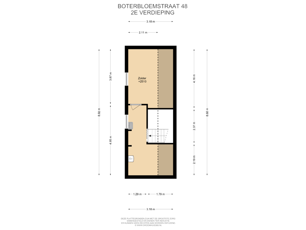 View floorplan of 2E Verdieping of Boterbloemstraat 48