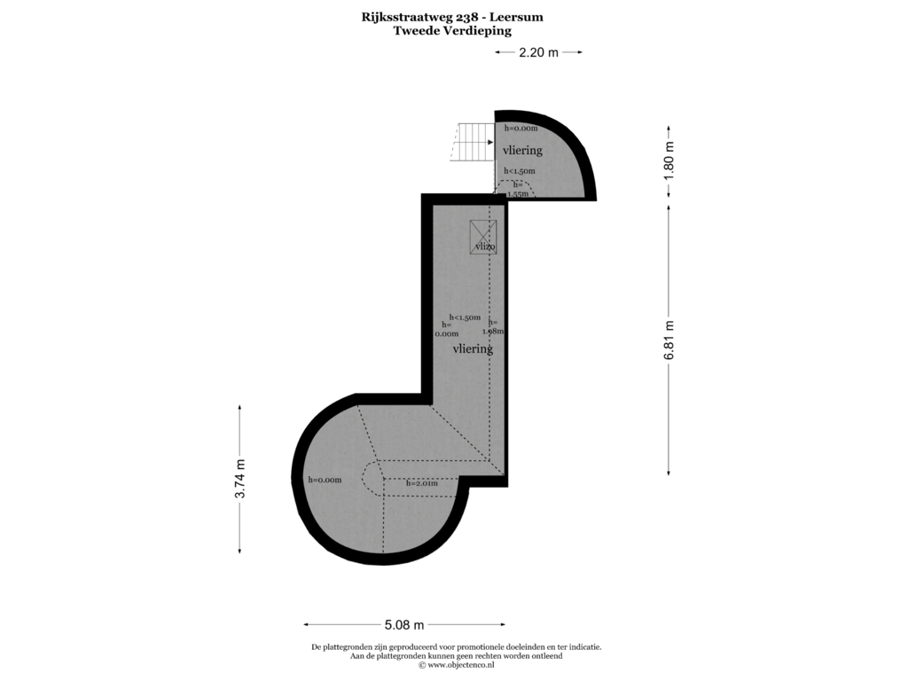 View floorplan of TWEEDE VERDIEPING of Rijksstraatweg 238