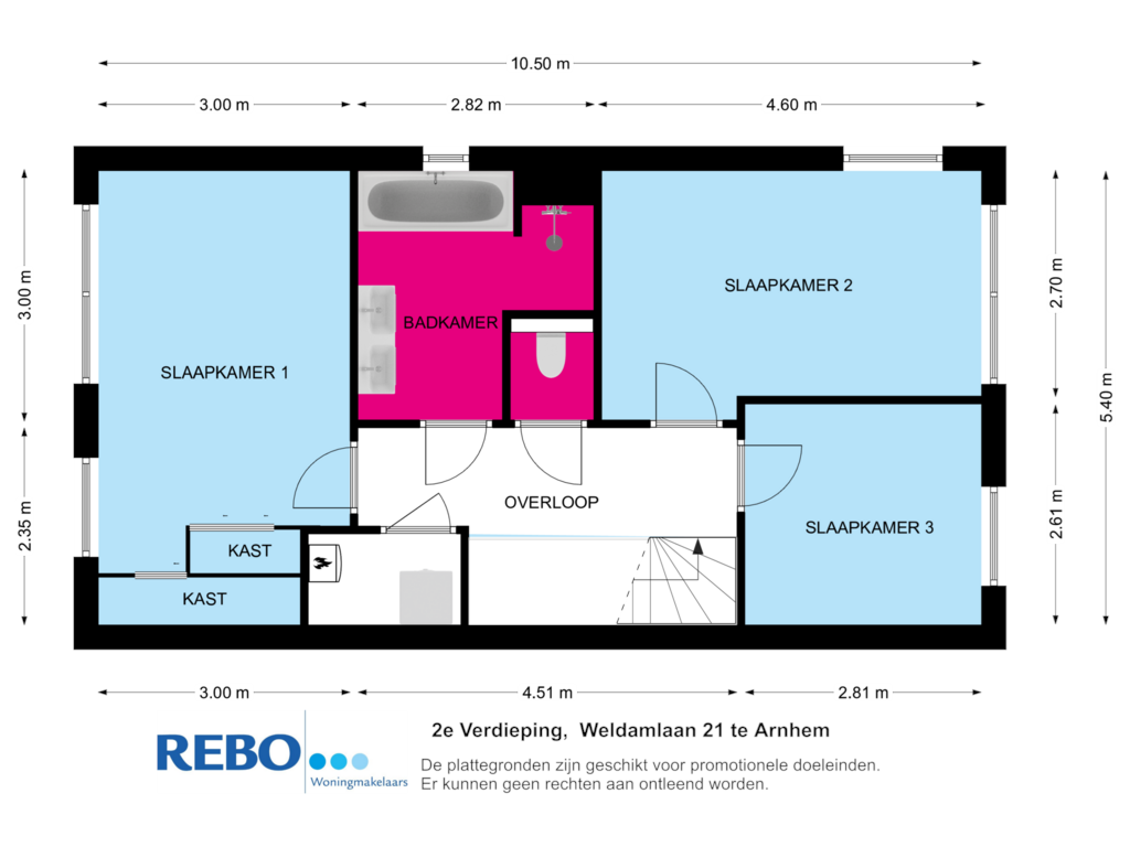 View floorplan of 2e Verdieping of Weldamlaan 21