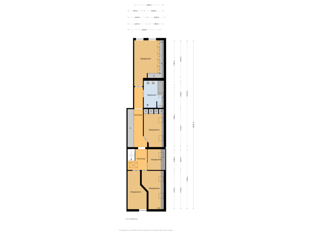 View floorplan of 1e verdieping of Middelweg 118