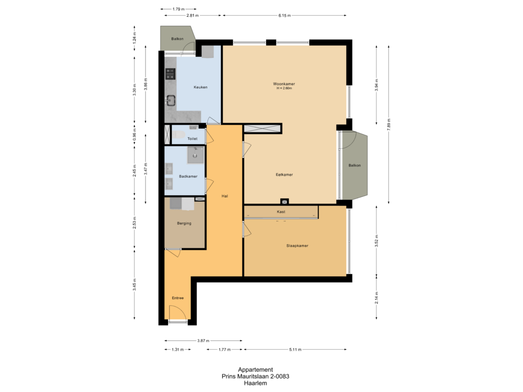 Bekijk plattegrond van Appartement van Prins Mauritslaan 2-0083