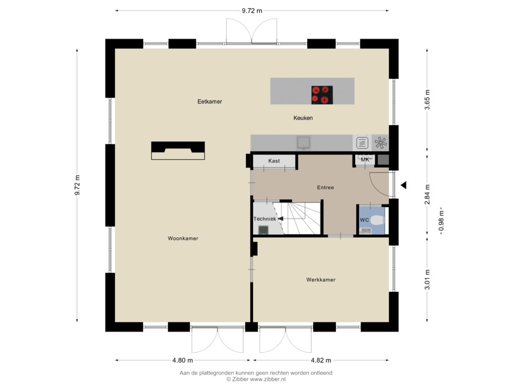 Bekijk plattegrond van Begane Grond van Heideweg 61