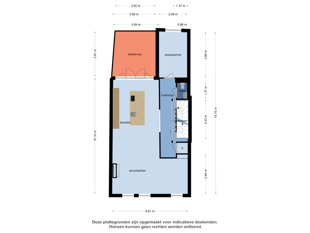 View floorplan of 1e verdieping of Latijnse Schoolstraat 22