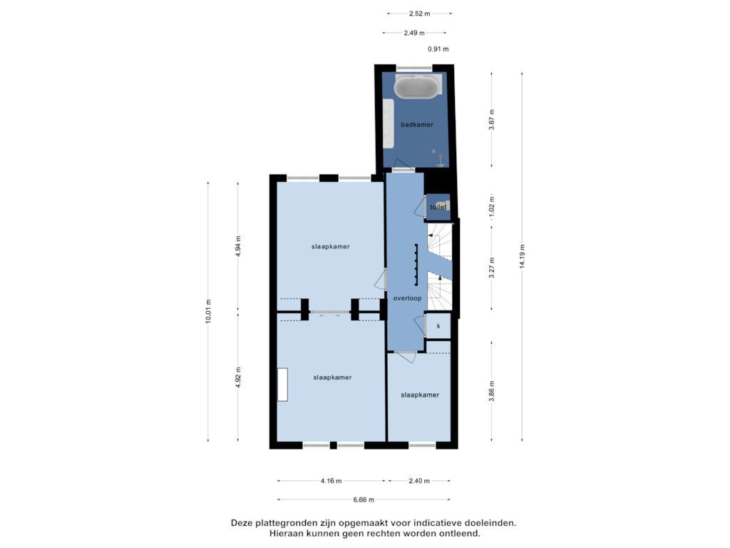 View floorplan of 2e verdieping of Latijnse Schoolstraat 22