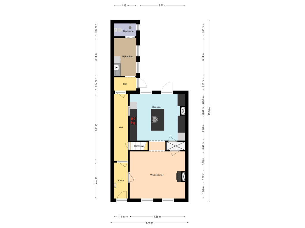 Bekijk plattegrond van floor 0 van Landstraat 1