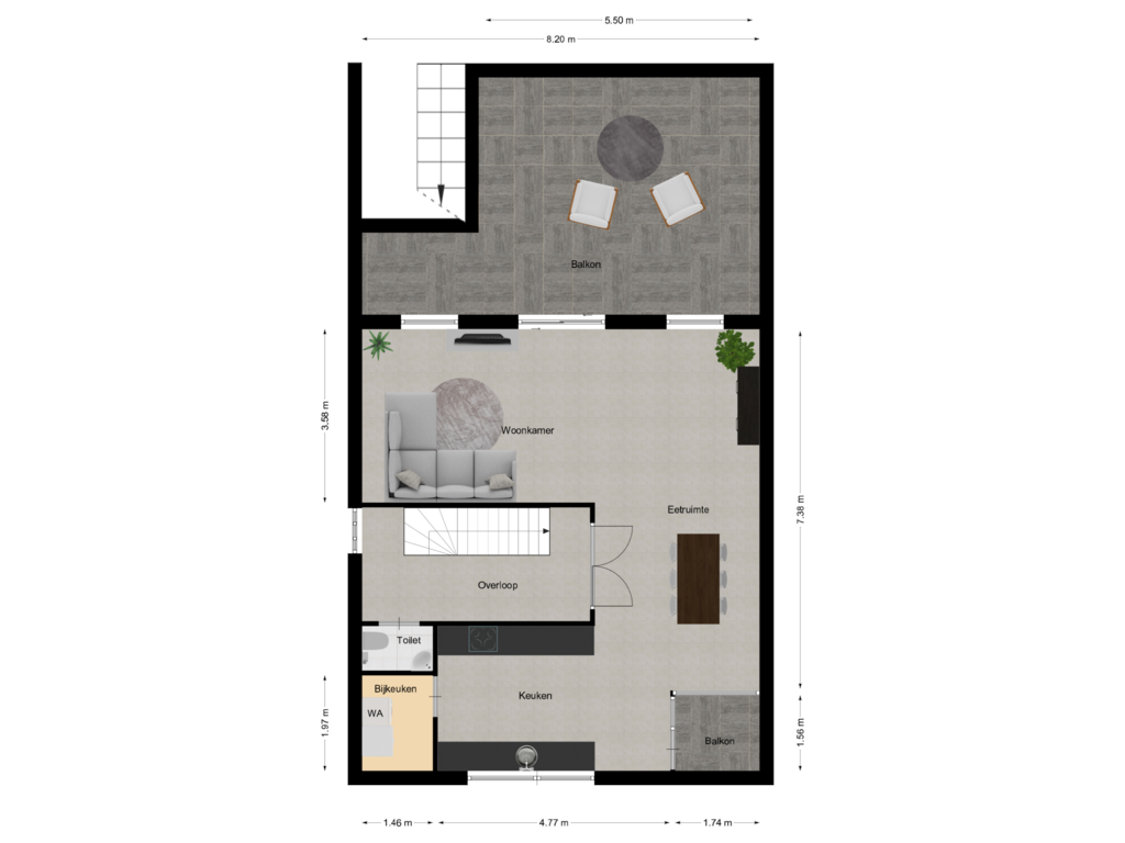 Bekijk plattegrond van Eerste verdieping van Ambyerstraat Noord 48-B