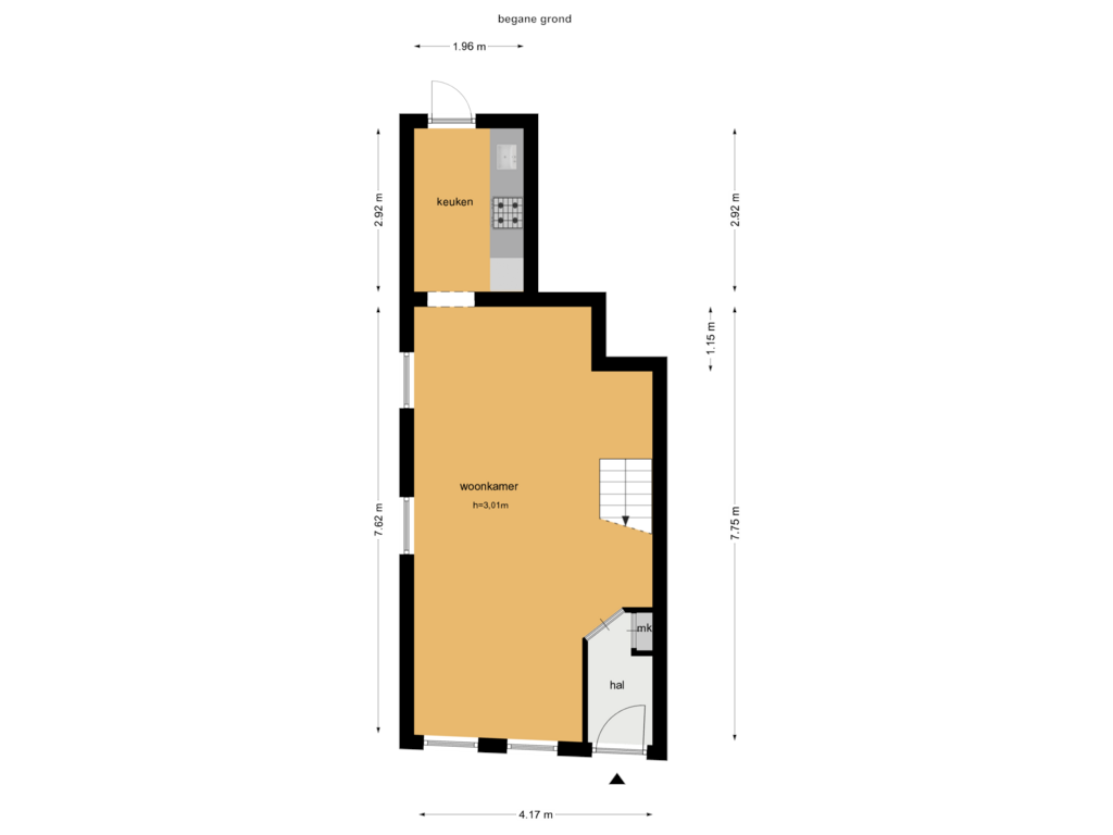 View floorplan of bg of Herengracht 38