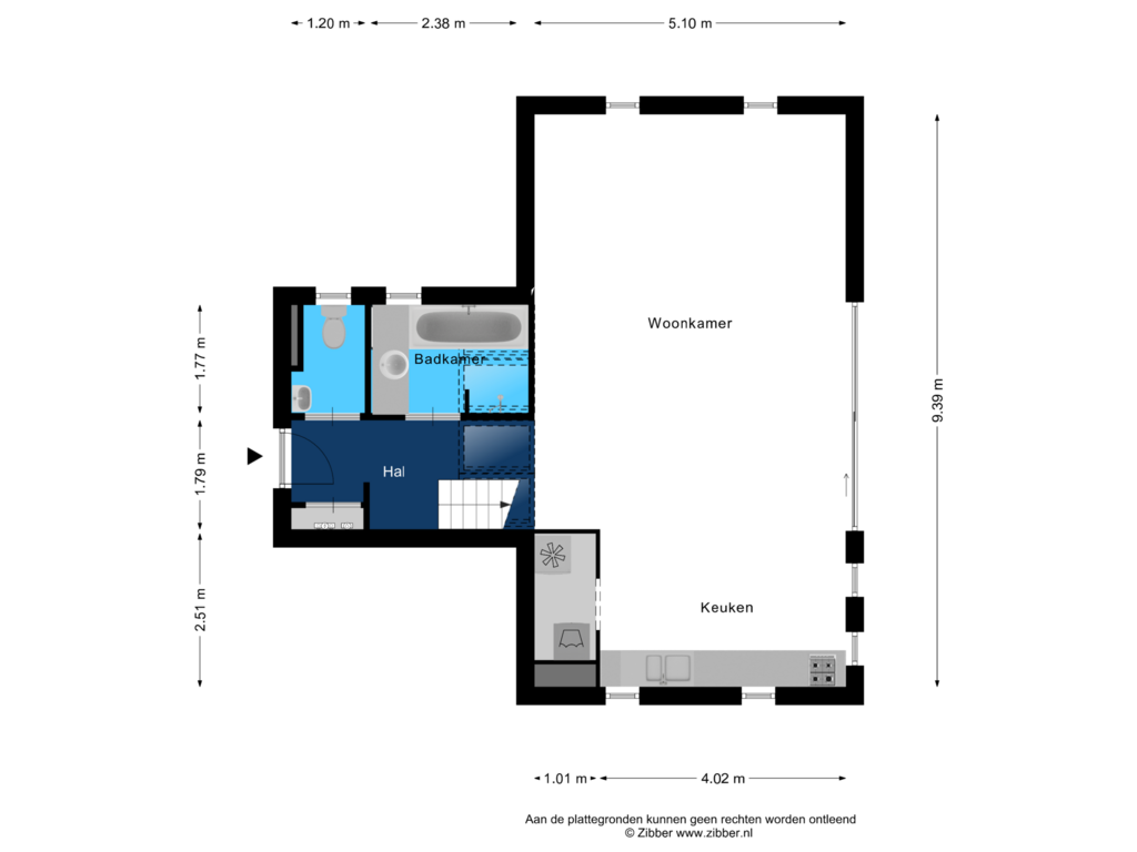 Bekijk plattegrond van Begane grond van Kleiweg 1-B