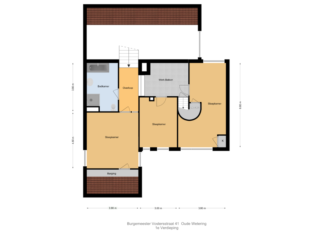 Bekijk plattegrond van 1e Verdieping van Burgemeester Vostersstraat 41