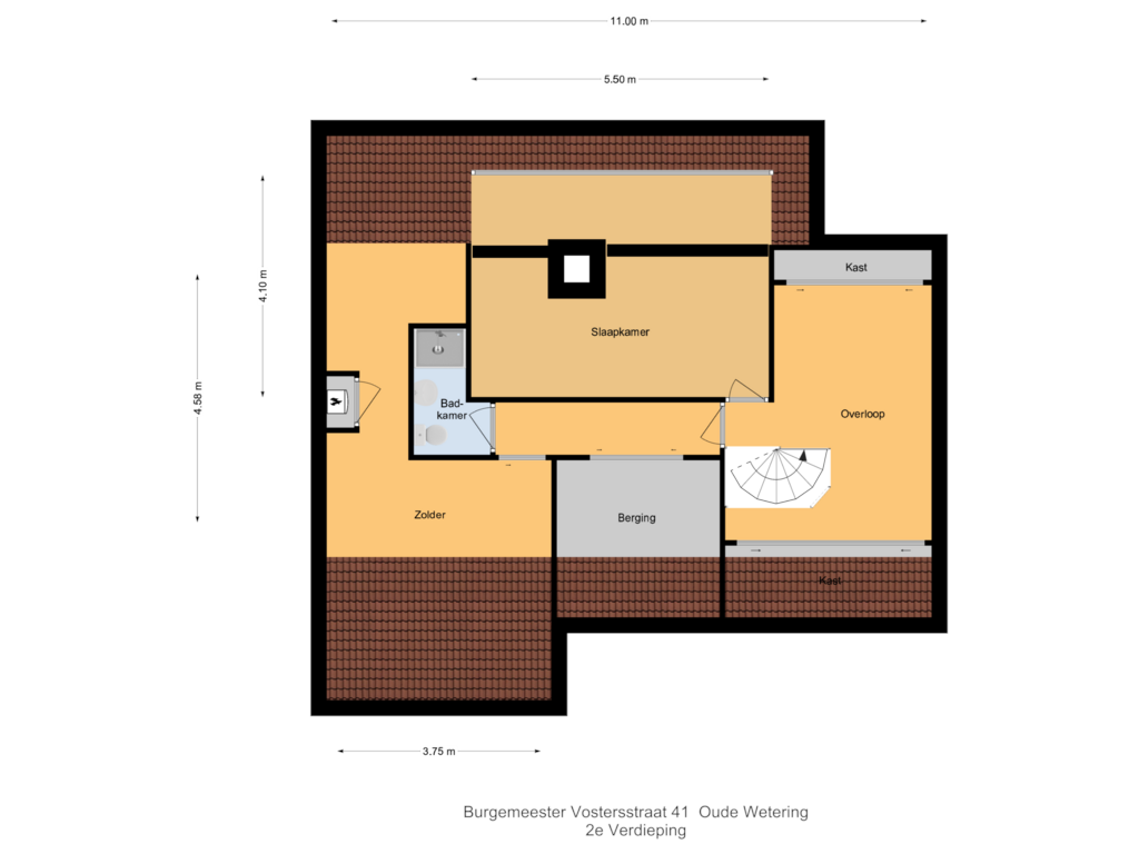 Bekijk plattegrond van 2e Verdieping van Burgemeester Vostersstraat 41