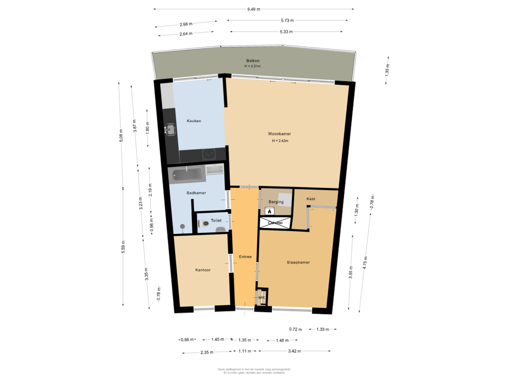 View floorplan of Eerste verdieping of Puccinistraat 99