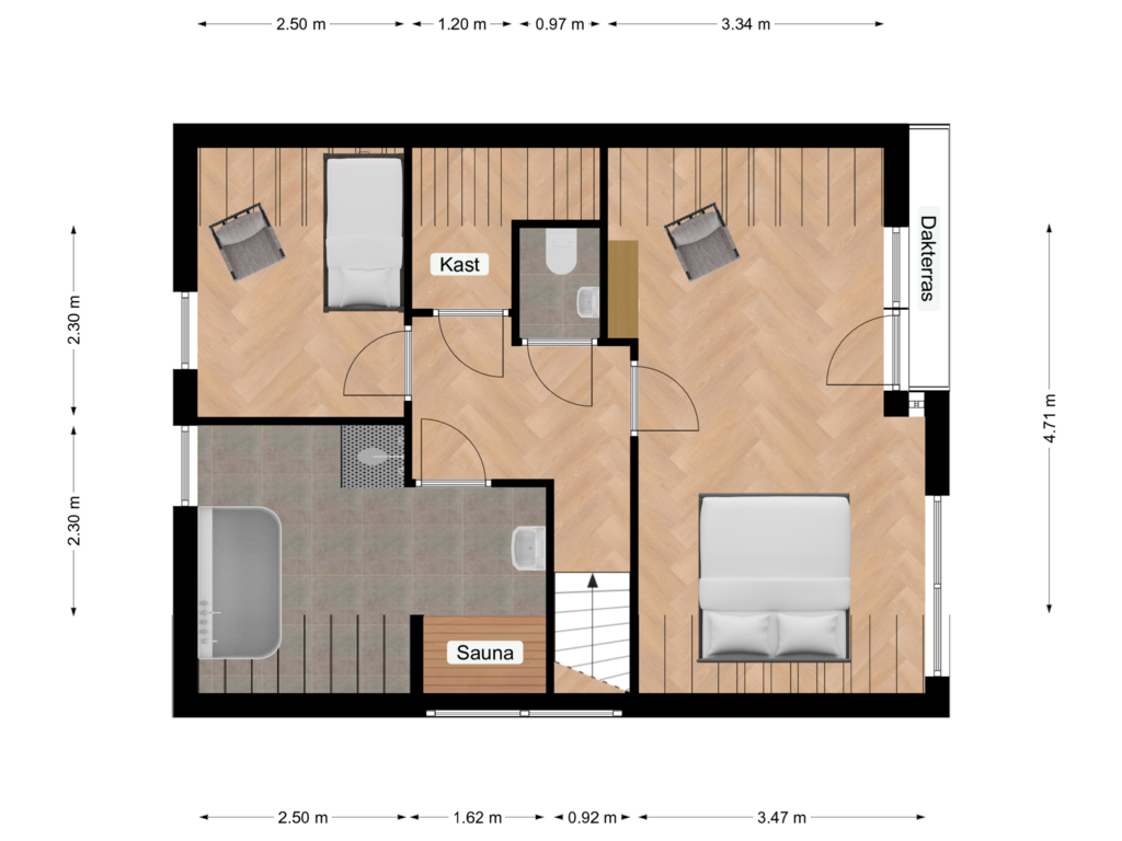 Bekijk plattegrond van Bovenverdieping van Postweg 6-G