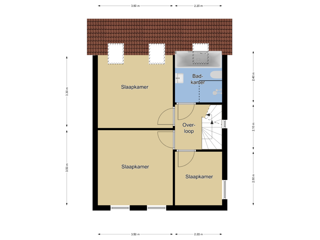 View floorplan of 1e verdieping of Dijkgraaf 25